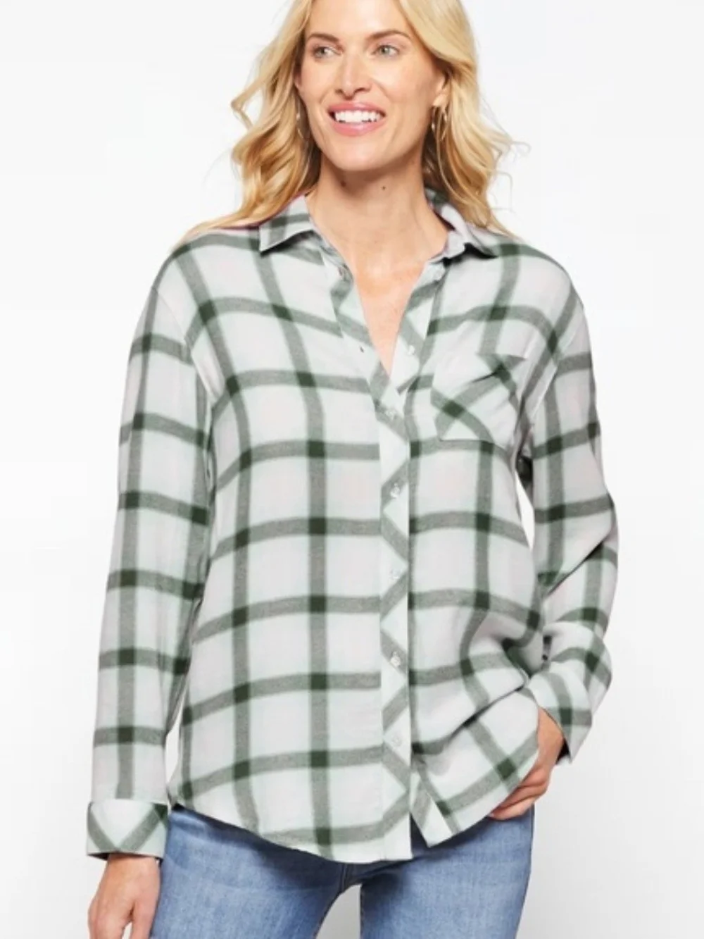 Green And White Button Down - Picture 6 of 7